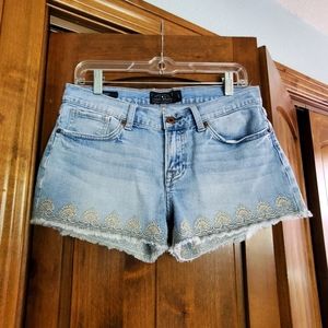 Lucky Brand Embroidered Raw Hem Malibu Shorts, Size 4/27